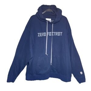 Zero Foxtrot Hoodie Mens 3XL‎ Blue Long Sleeve Pullover USA Outdoor Skull